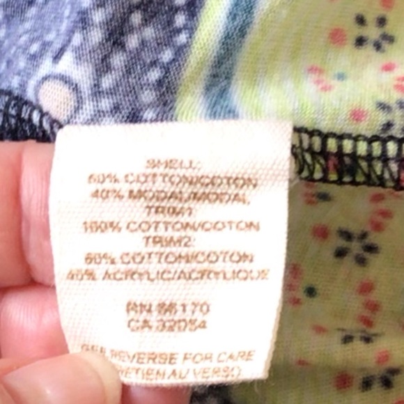 FREE PEOPLE Blue Geo Print Crochet Trim Babydoll Top - Picture 6 of 10